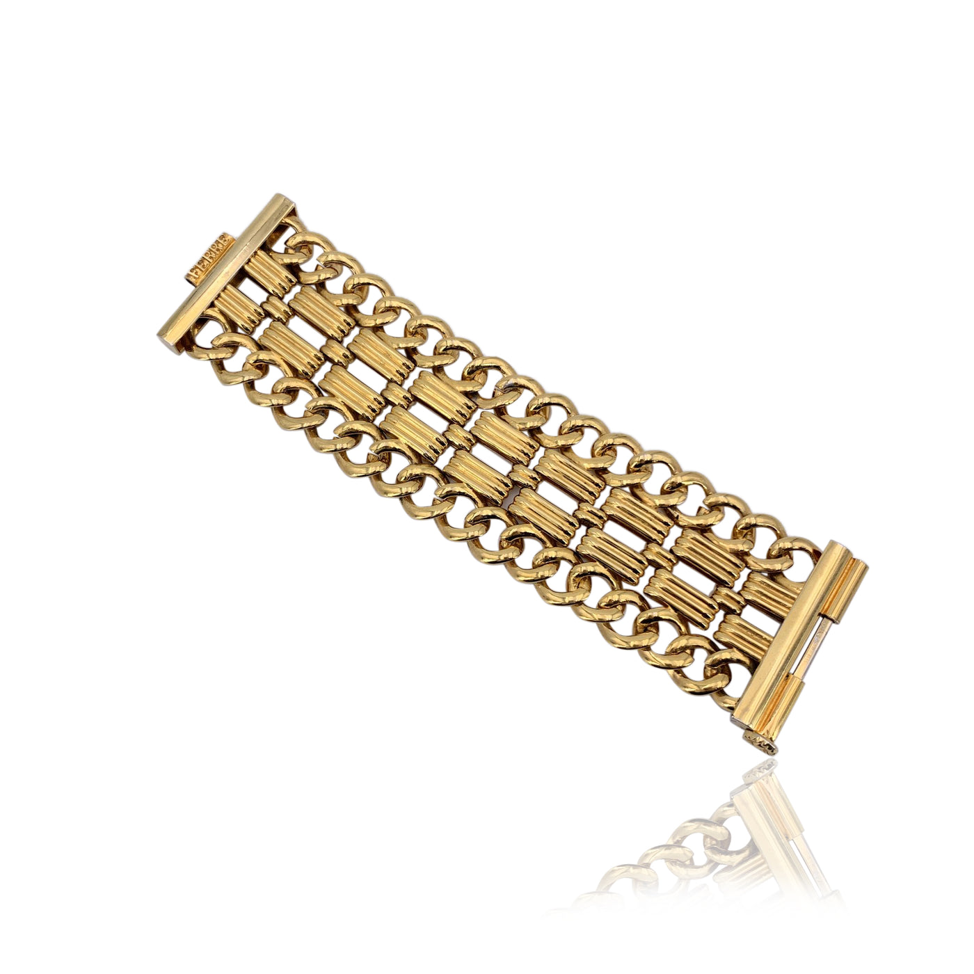 Gianfranco Ferre Vintage Gold Metal Black Crystals Statement Bracelet