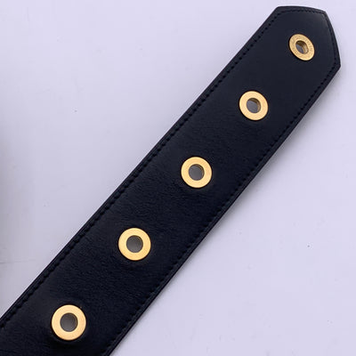 Louis Vuitton Black Leather Tie the Knot Eyelet Belt Size 90/36 MP146