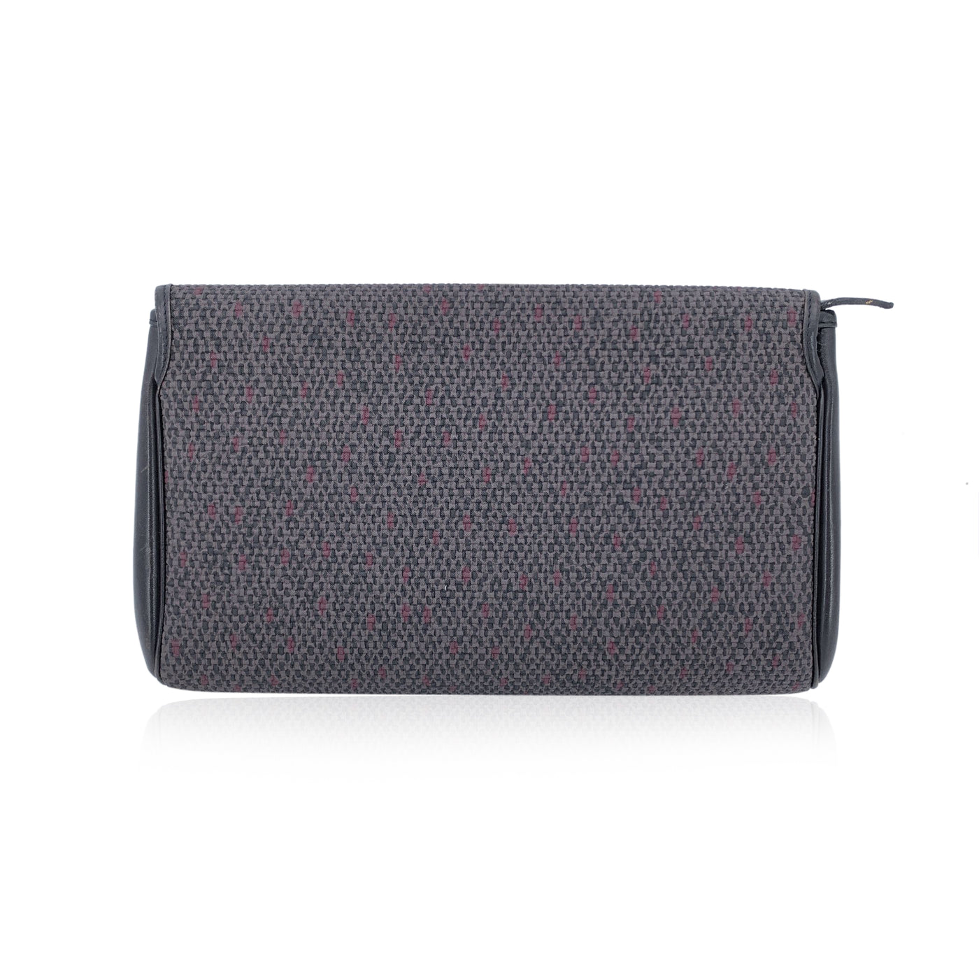 Yves Saint Laurent Vintage Grey BlackTextured Canvas Clutch Bag