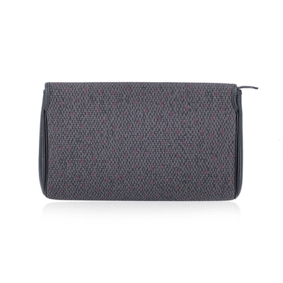 Yves Saint Laurent Vintage Grey BlackTextured Canvas Clutch Bag
