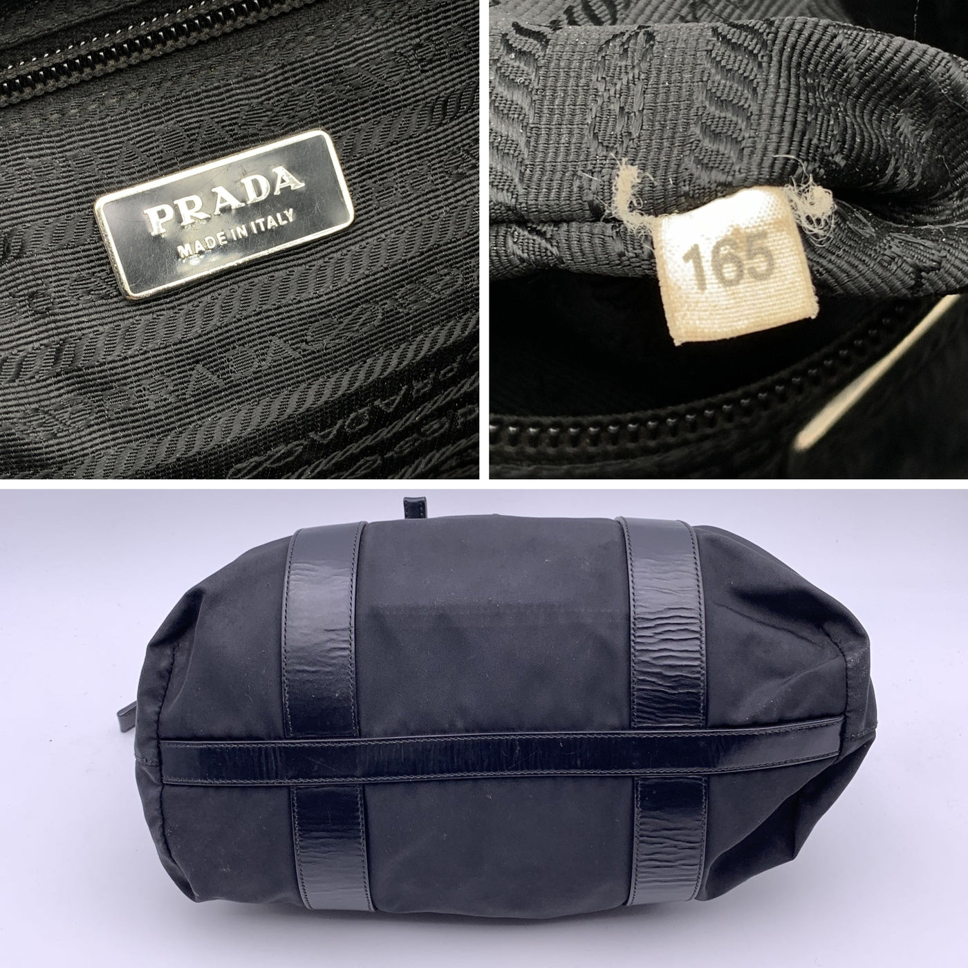 Prada Black Tessuto Nylon and Leather Tote Shoulder Bag