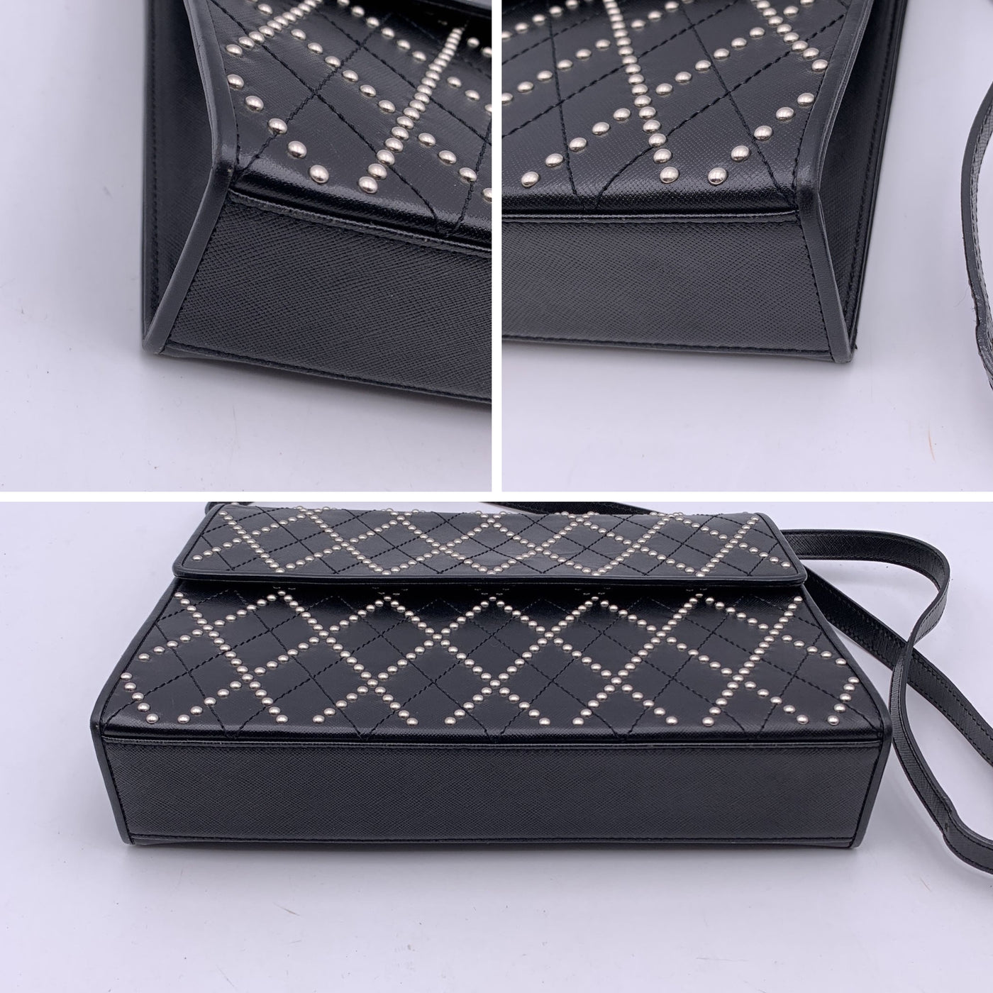 Yves Saint Laurent Vintage Black Studded Convertible Shoulder Bag