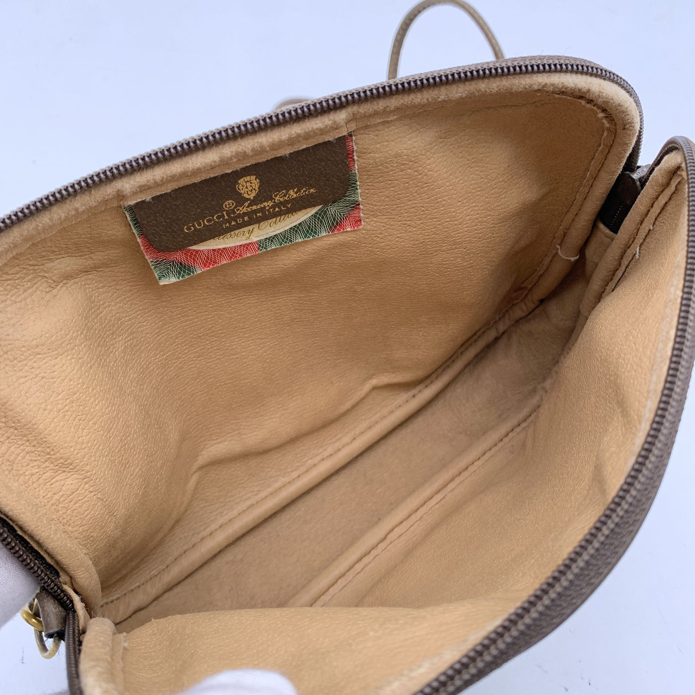 Gucci Vintage Beige GG Monogram Canvas Crossbody Messenger Bag