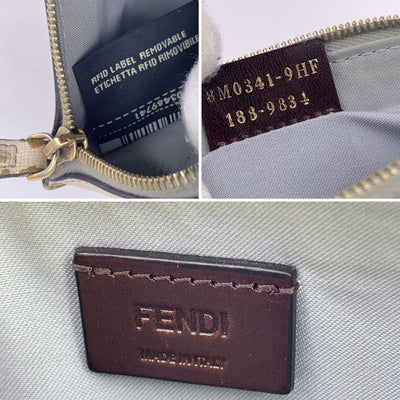 Fendi Multicolor Leather Monster Zip Pochette Pouch with Studs