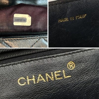 Chanel Vintage Dark Blue Quilted Leather CC Logo Tassel Shoulder Bag