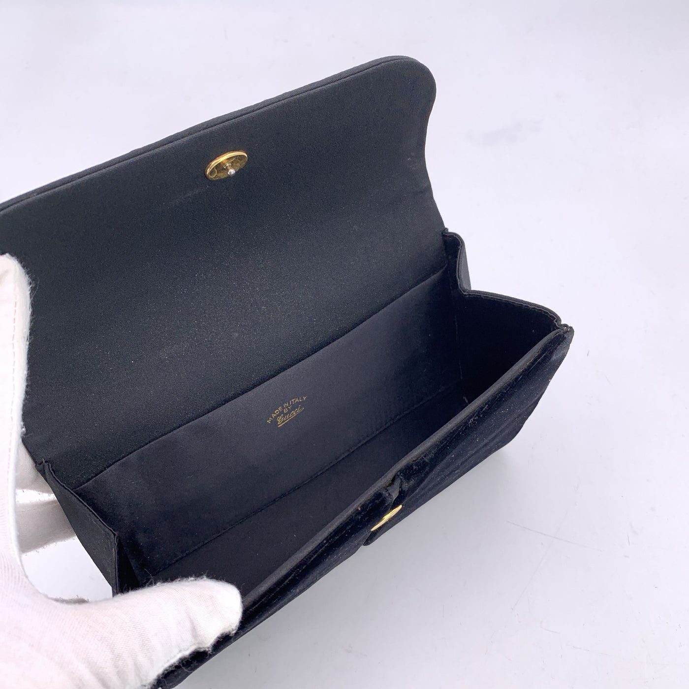 Gucci Vintage Black Velvet GG Logo Evening Bag Clutch