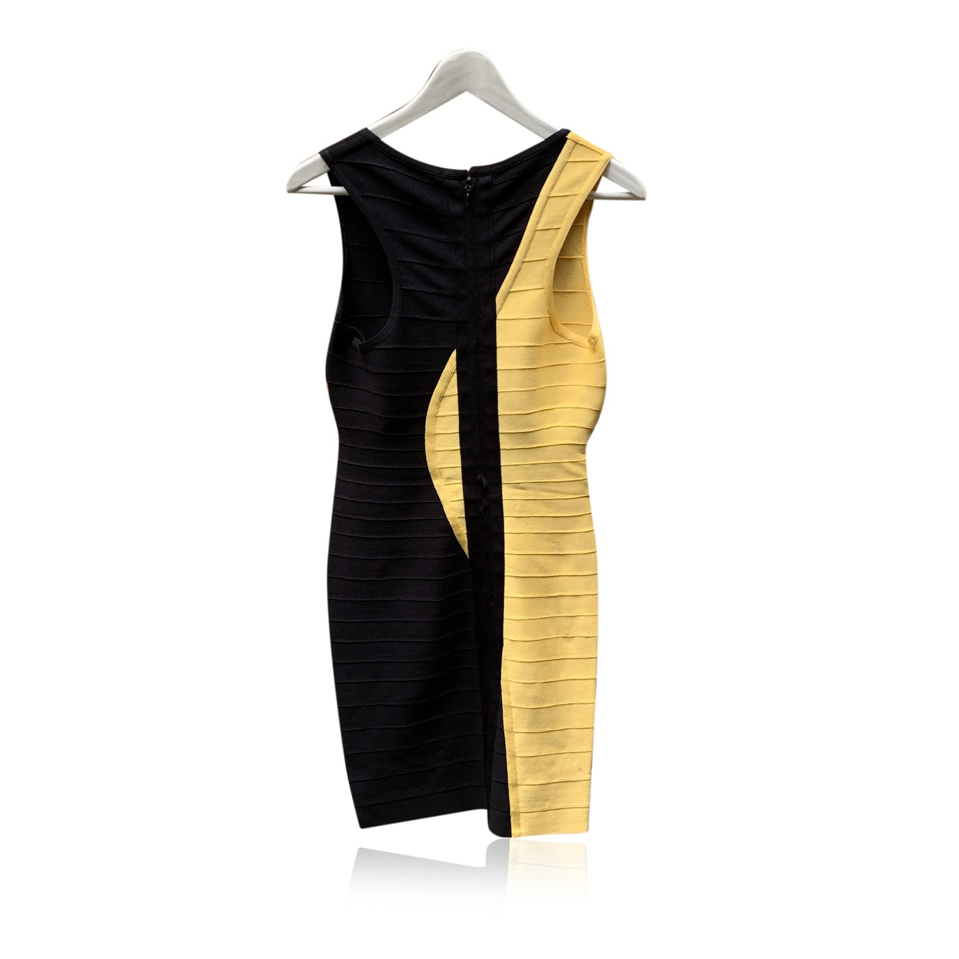 Herve Leger Black and Yellow Sleeveless Radiant Sun Dress Size S