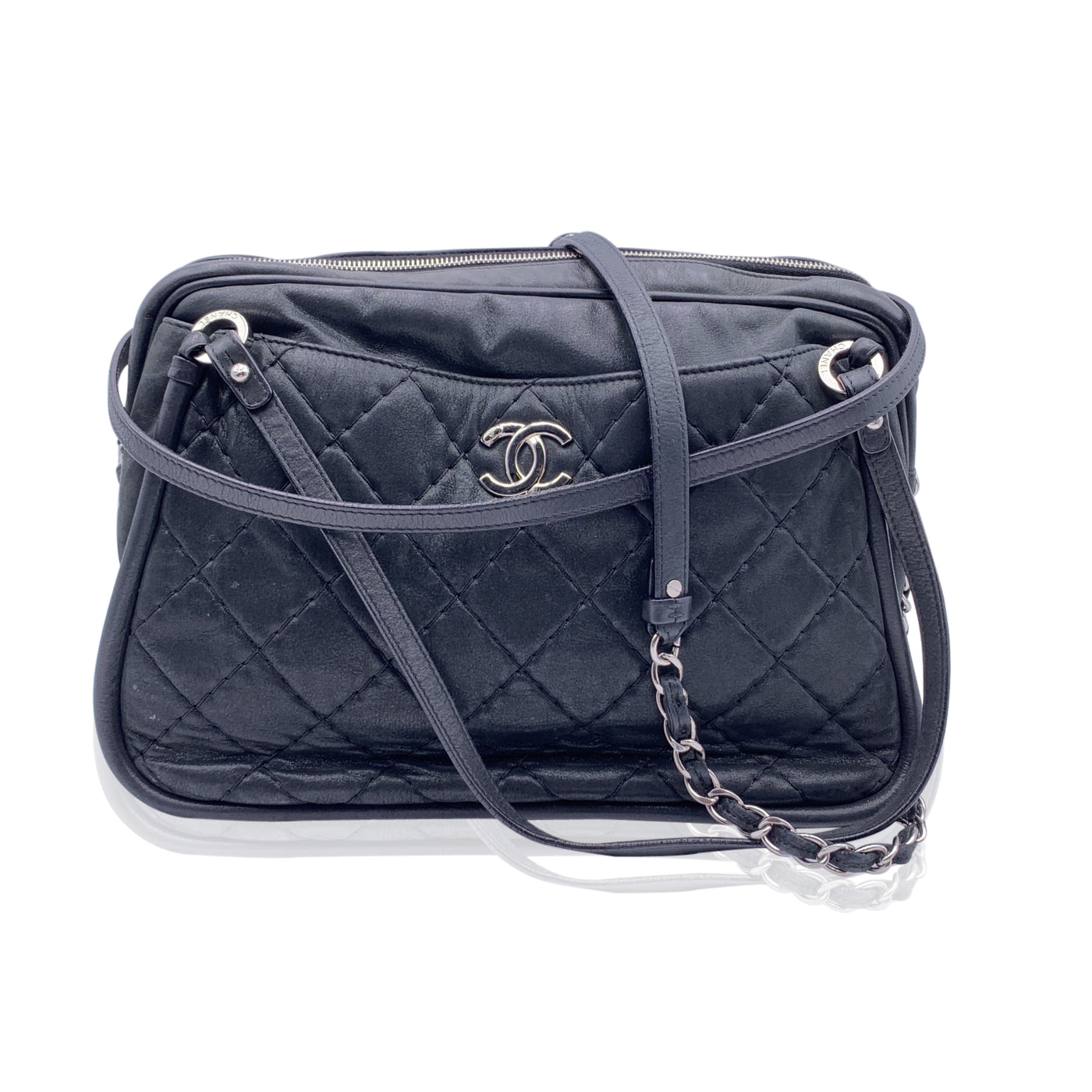 Chanel Black Quilted Leather Relax CC Tote Camera Shoulder Bag