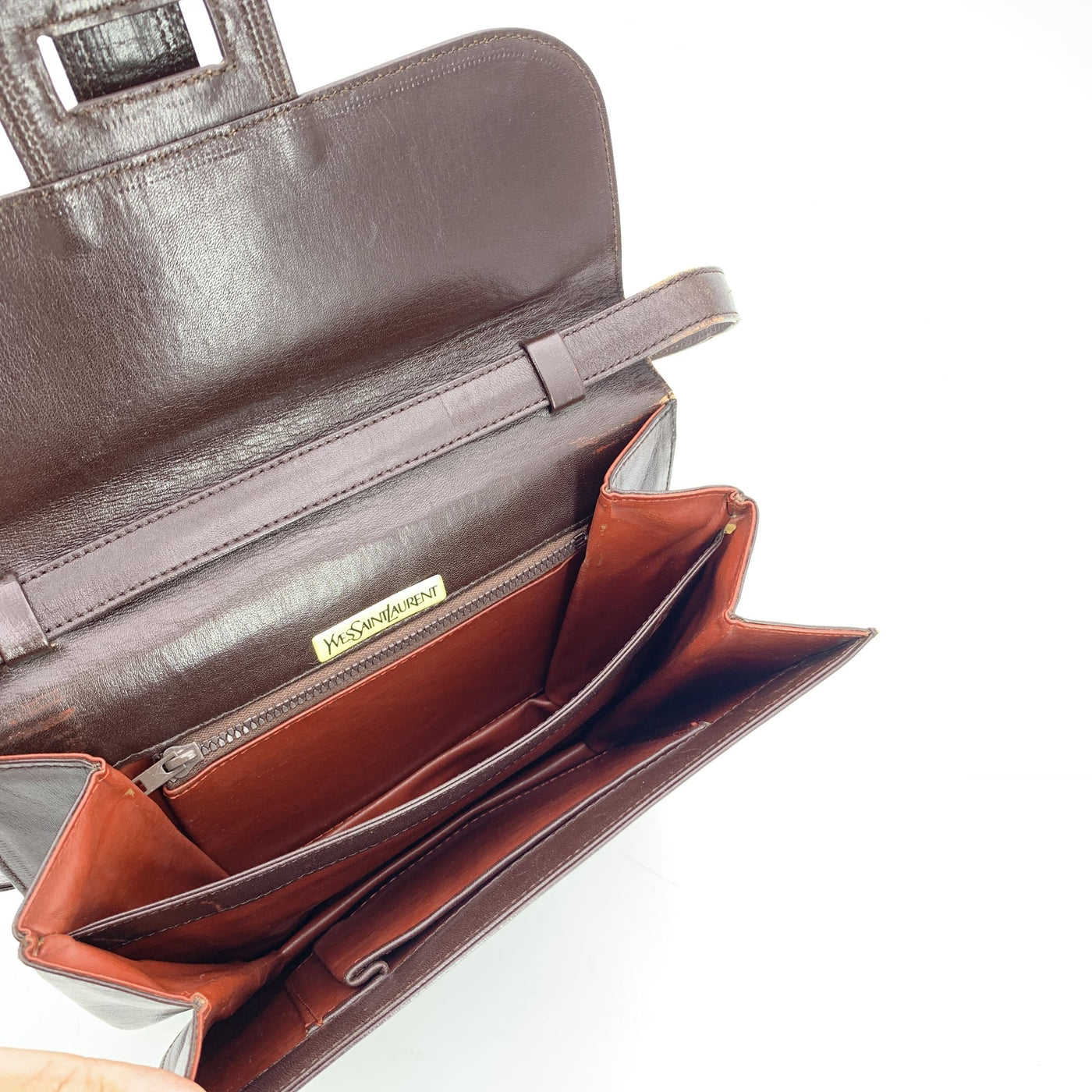Yves Saint Laurent Vintage Brown Leather Convertible Shoulder Bag