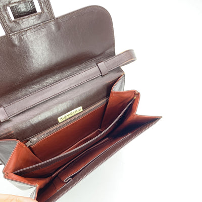 Yves Saint Laurent Vintage Brown Leather Convertible Shoulder Bag