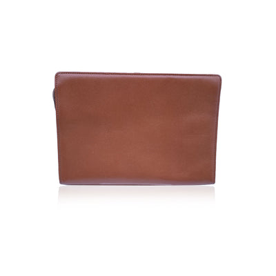 Yves Saint Laurent Vintage Tan Leather Zip Clutch Bag Purse