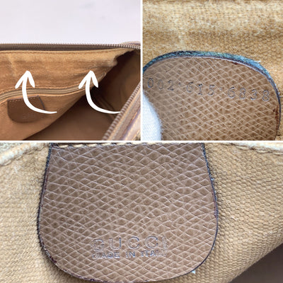 Gucci Vintage Beige Monogram Canvas and Leather Web Boston Bag