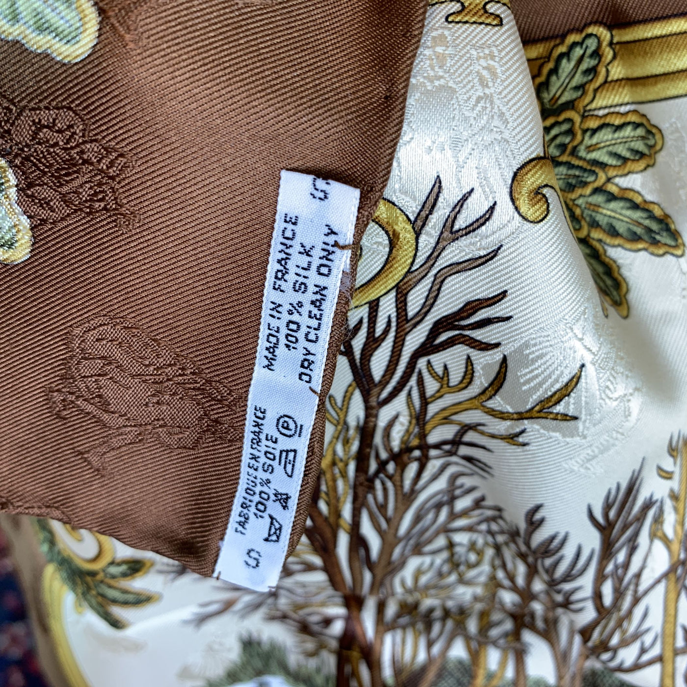 Hermes Vintage Brown Silk Scarf Joies d’Hiver 1992 Joachim Metz