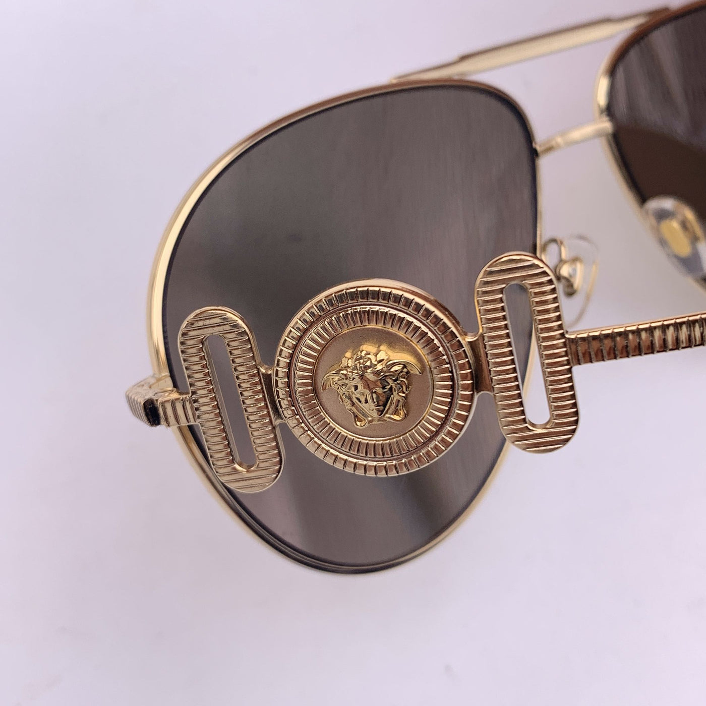 Versace Gold Metal Aviator Medusa Sunglasses Mod. 2249 65/14