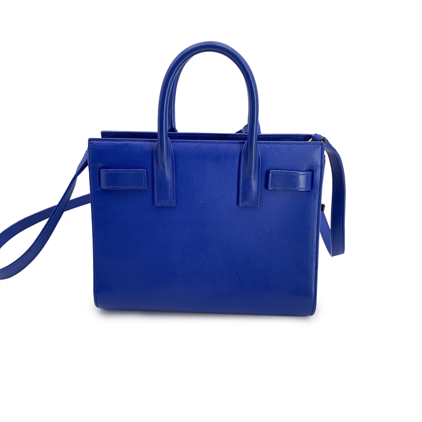 Saint Laurent Blue Leather Sac De Jour Nano Tote Bag with Strap