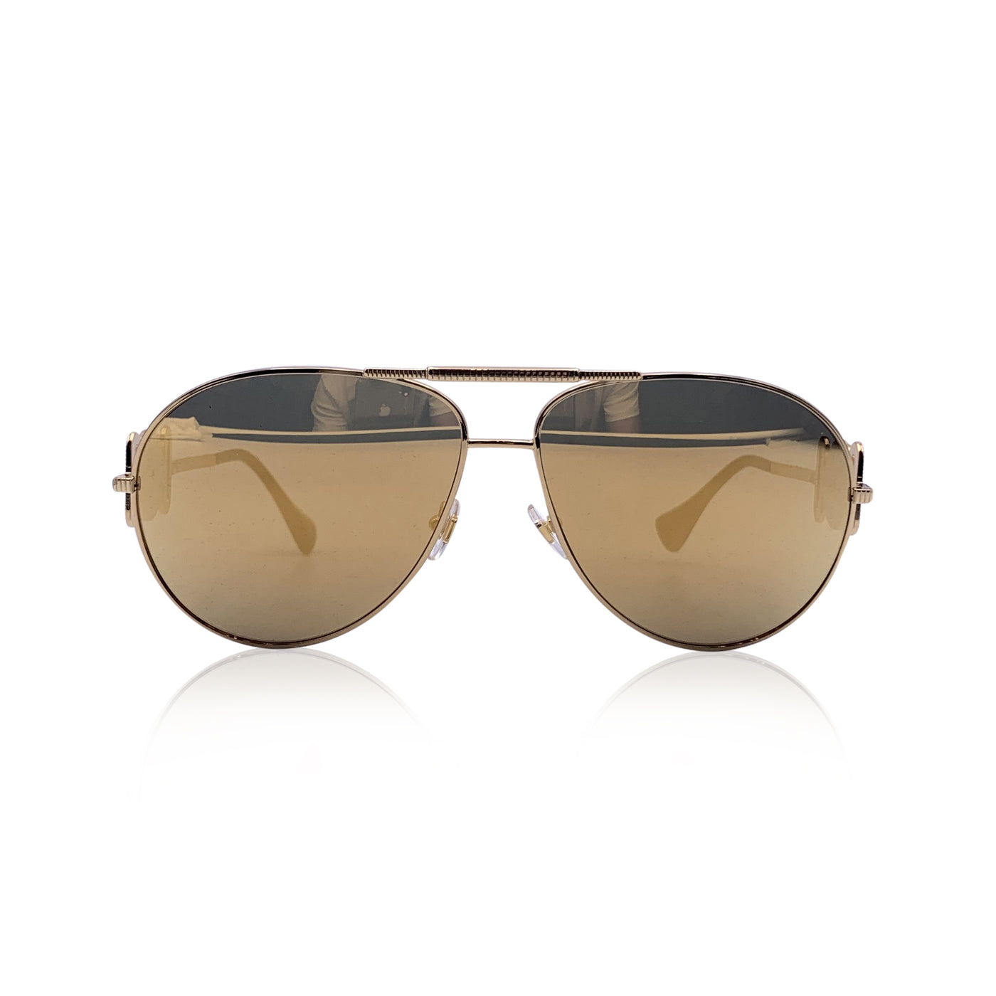 Versace Gold Metal Aviator Medusa Sunglasses Mod. 2249 65/14