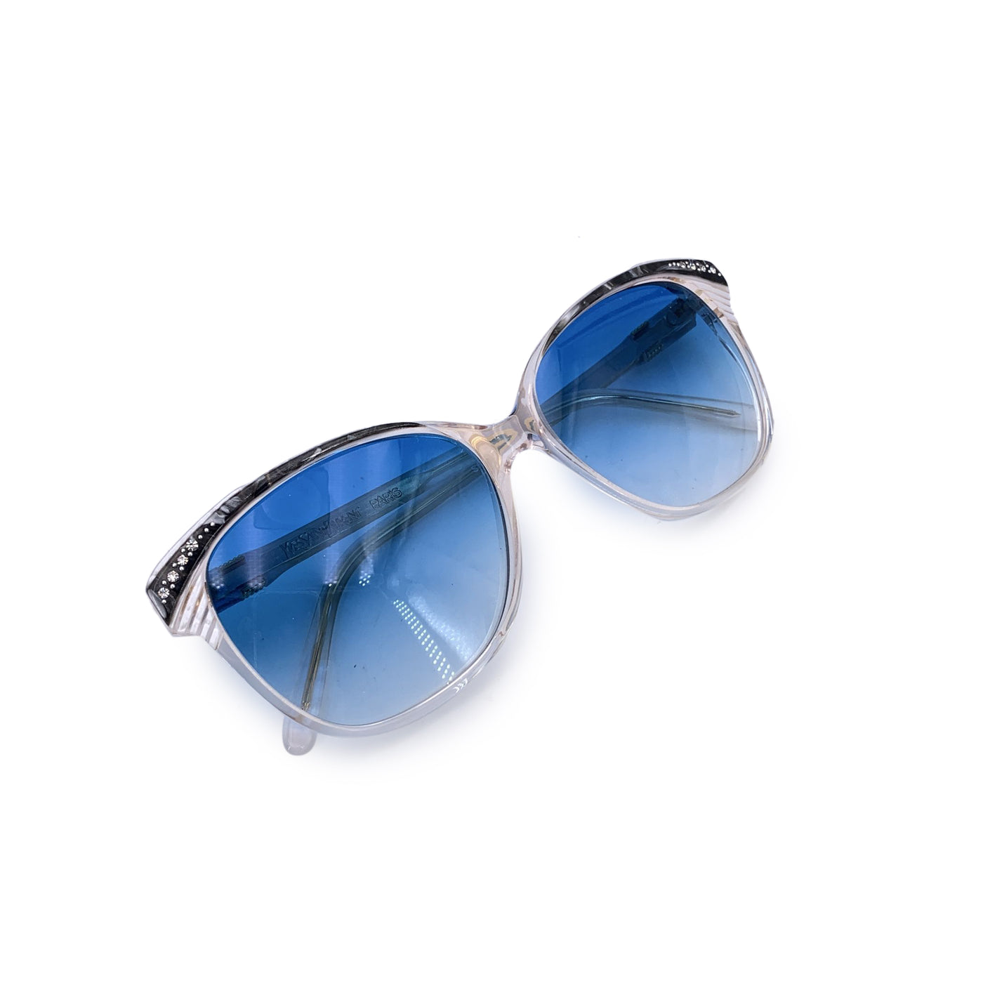Yves Saint Laurent Vintage White Sunglasses with Blue Lens 58/14