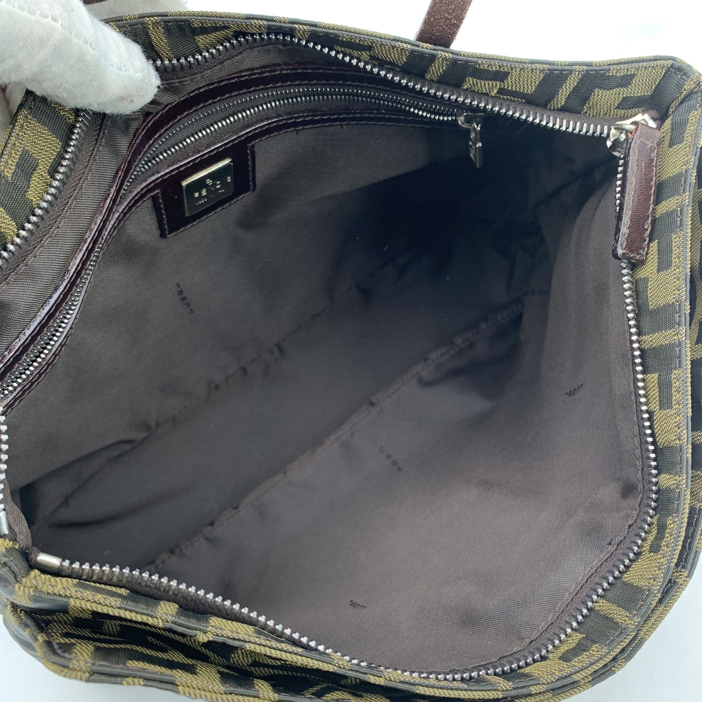 Fendi Zucca Monogram Canvas Cut Out FF Logo Tote Bag