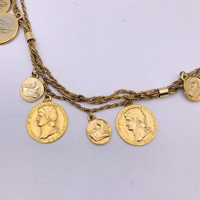 Blumarine Gold Metal Multi Coin Chain Belt or Necklace