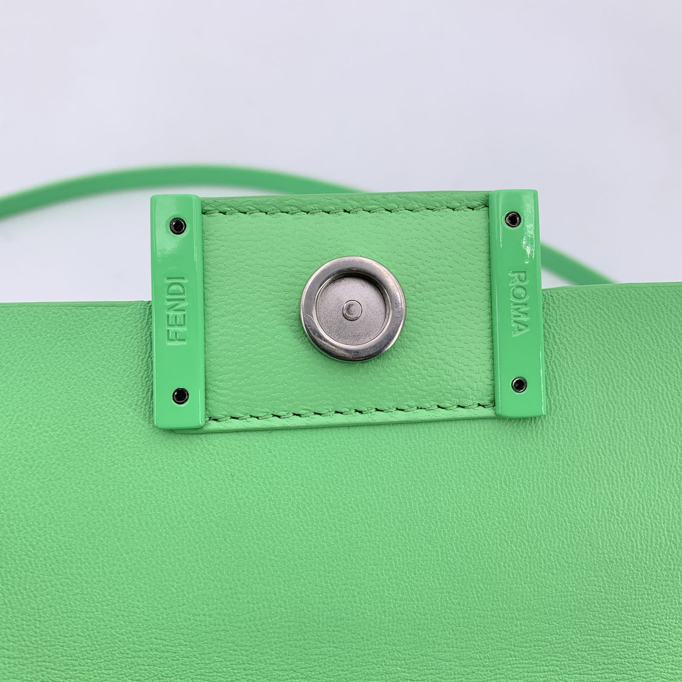 Fendi Green Patent Leather and Leather Baguette Phone Pouch