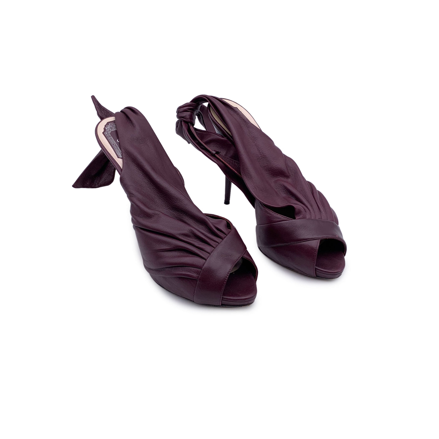 Christian Dior Purple Plum Leather Open Toe Slingback Heels Size 40