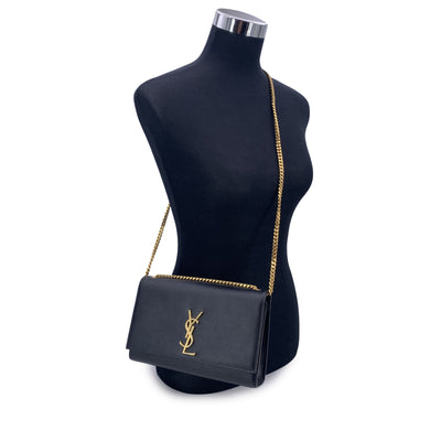 Saint Laurent Black Leather Logo Kate Medium Shoulder Bag