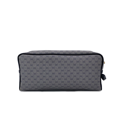 Gucci Vintage Gray Blue Monogram Canvas Clutch Wash Cosmetic Bag