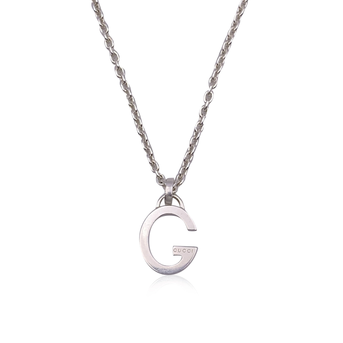 Gucci Sterling Silver G Letter Pendant Unisex Chain Necklace