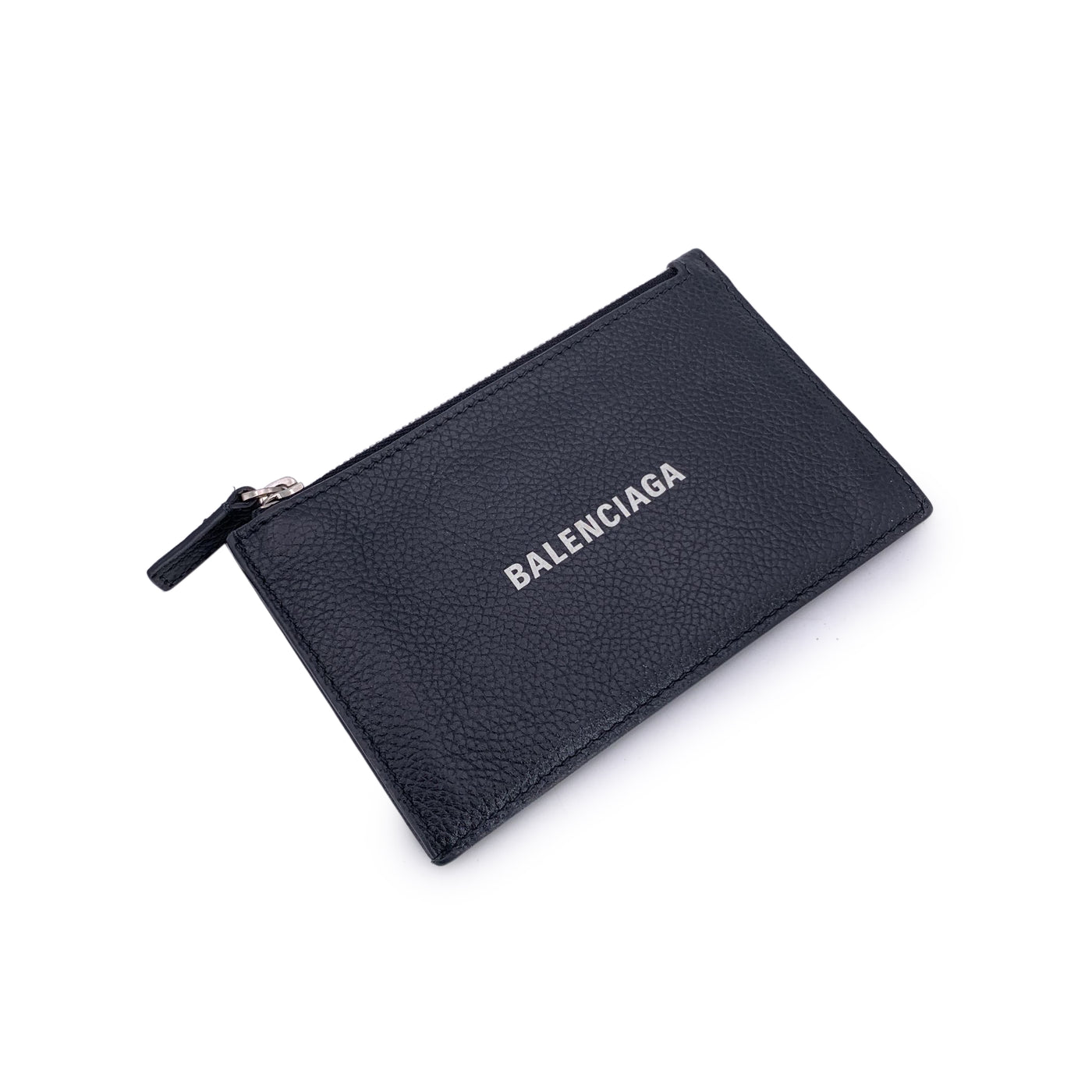 Balenciaga Black Leather Logo Cash Long Coin And Card Holder Wallet