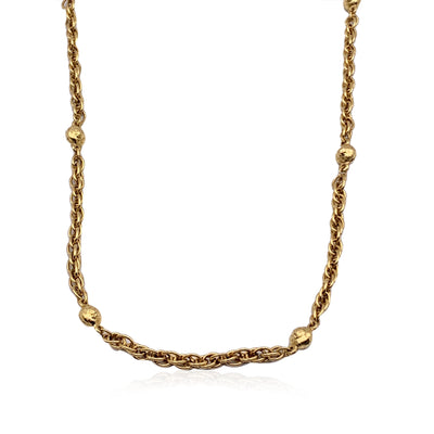 Chanel Vintage Gold Metal Chain Necklace with Metal Ball Beads 1980s