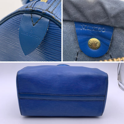 Louis Vuitton Toledo Blue Epi Leather Speedy 30 Boston Bag Handbag