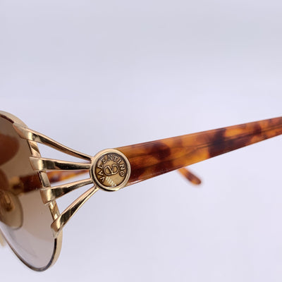 Valentino Vintage Gold Metal Oval Sunglasses Mod. V431 58/15 130mm