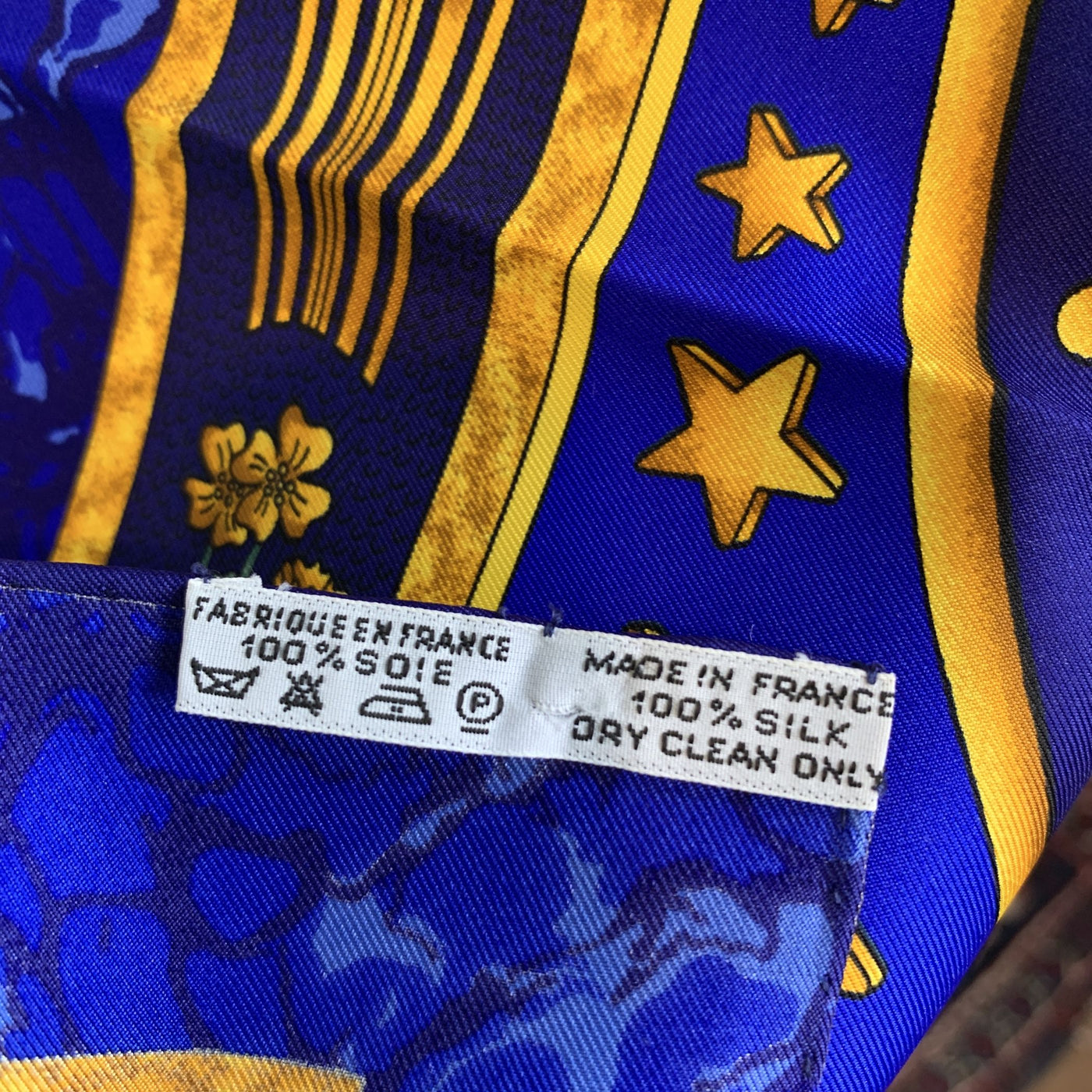 Hermes Vintage Blue Silk Scarf Carpe Diem 1994 Joachim Metz