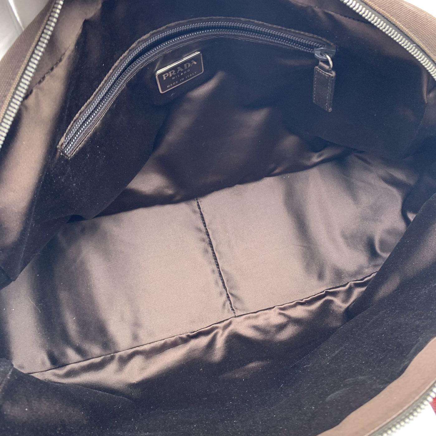 Prada Vintage Brown and Red Leather Bowling Bag Satchel B10804