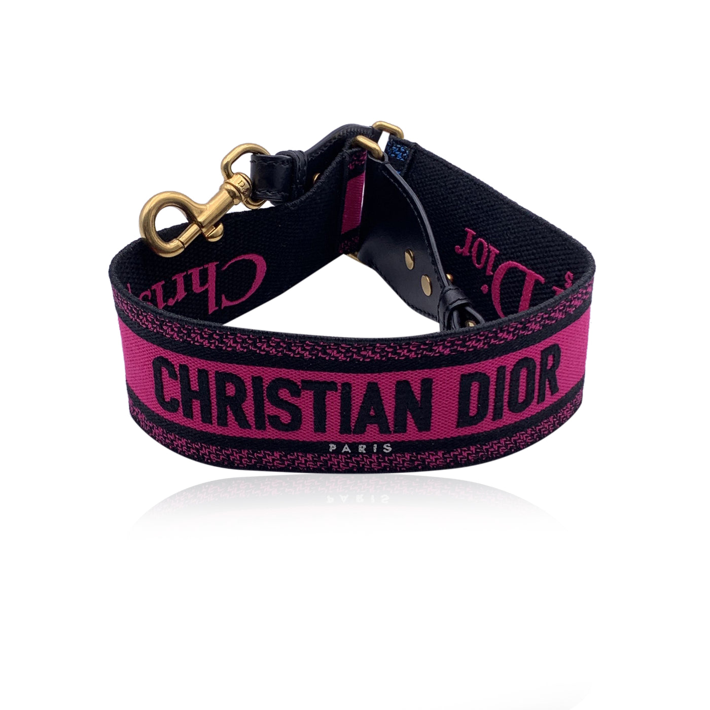 Christian Dior Embroidered Pink Blue Adjustable Shoulder Strap