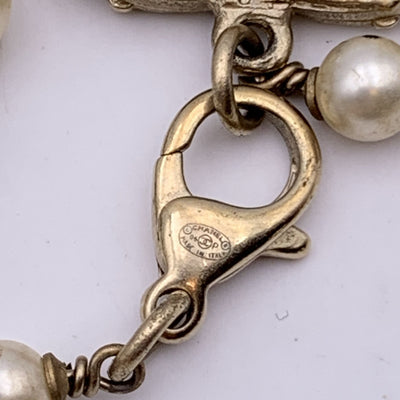 Chanel 06 Faux Pearls Gold Metal CC Logo Long Necklace