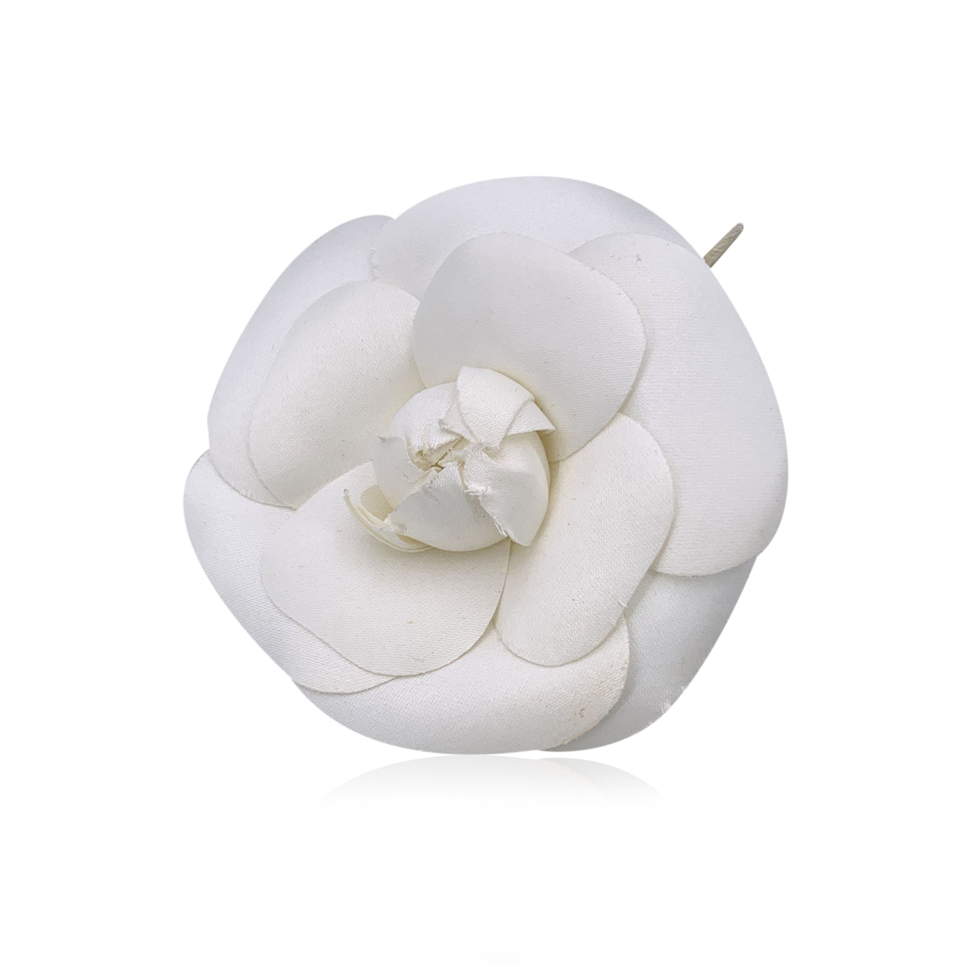 Chanel Vintage White Fabric Flower Camelia Camellia Brooch Pin