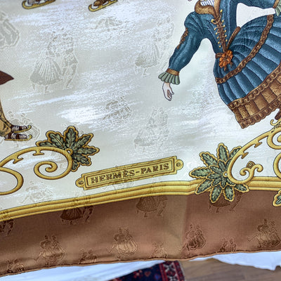 Hermes Vintage Brown Silk Scarf Joies d’Hiver 1992 Joachim Metz