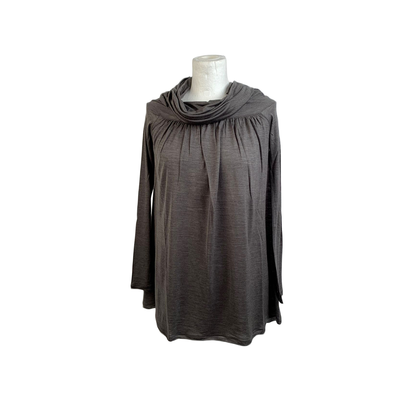 Missoni Gray Wool and Silk Long Sleeve Top with Cowl Neck Size 40