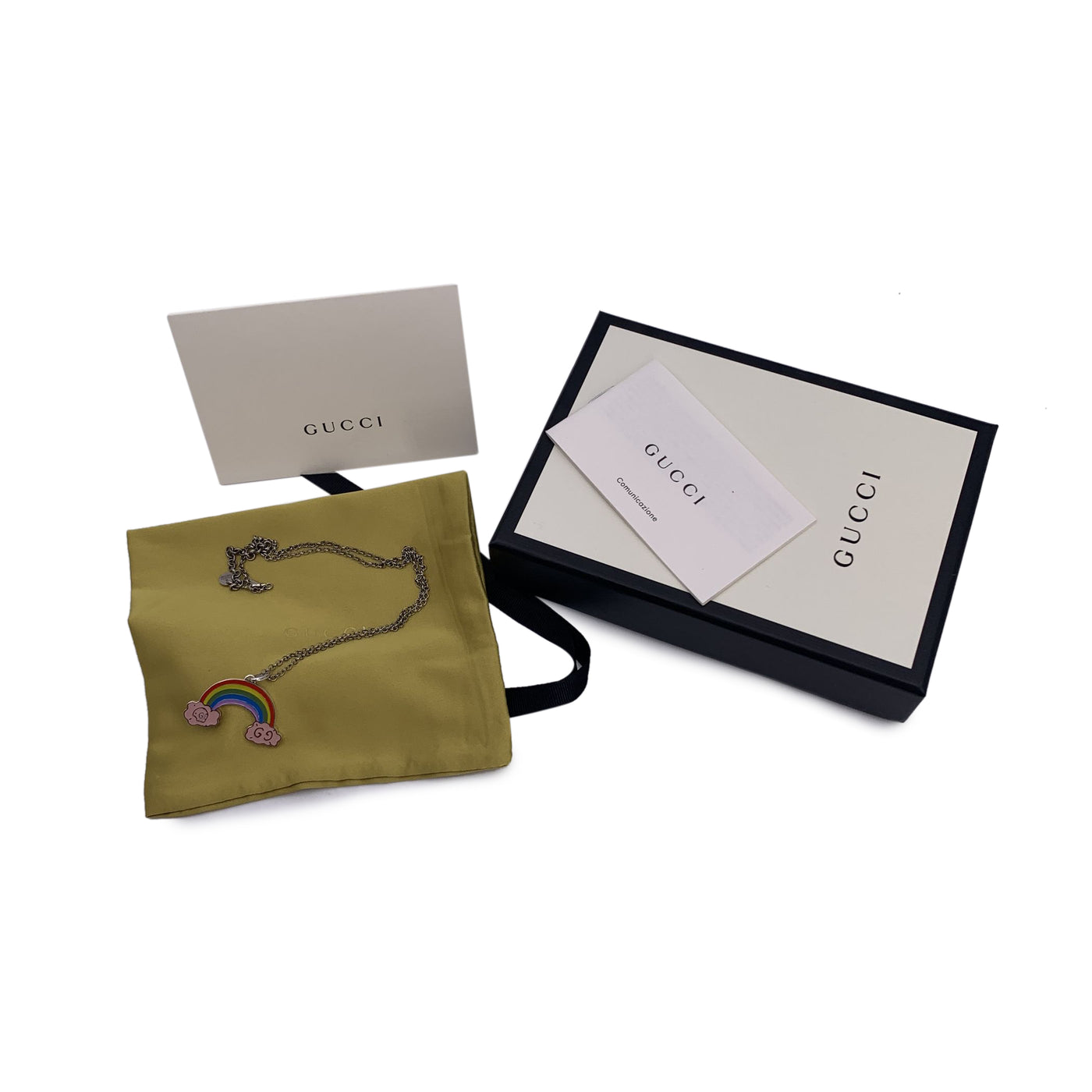 Gucci Sterling Silver GucciGhost Rainbow Pendant Necklace