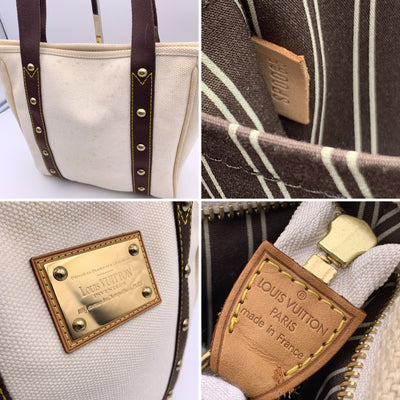 Louis Vuitton Ivory and Brown Canvas Antigua MM Tote Bag