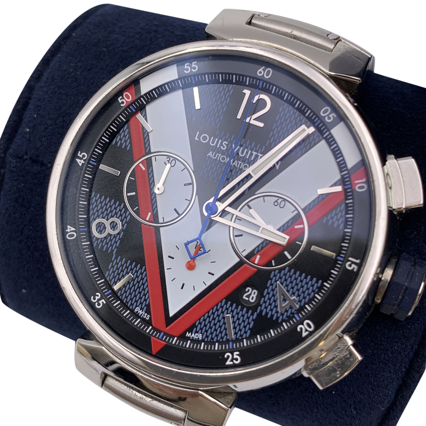 Louis Vuitton Automatic Tambour Damier Cobalt Chronograph Watch