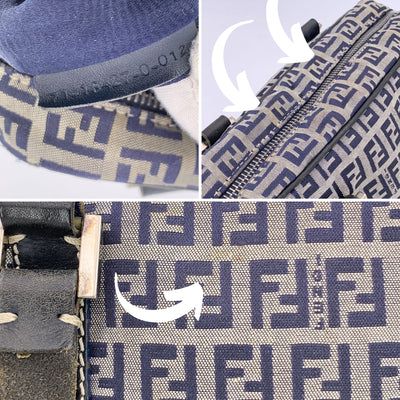 Fendi Blue Monogram Zucchino Canvas Satchel Handbag