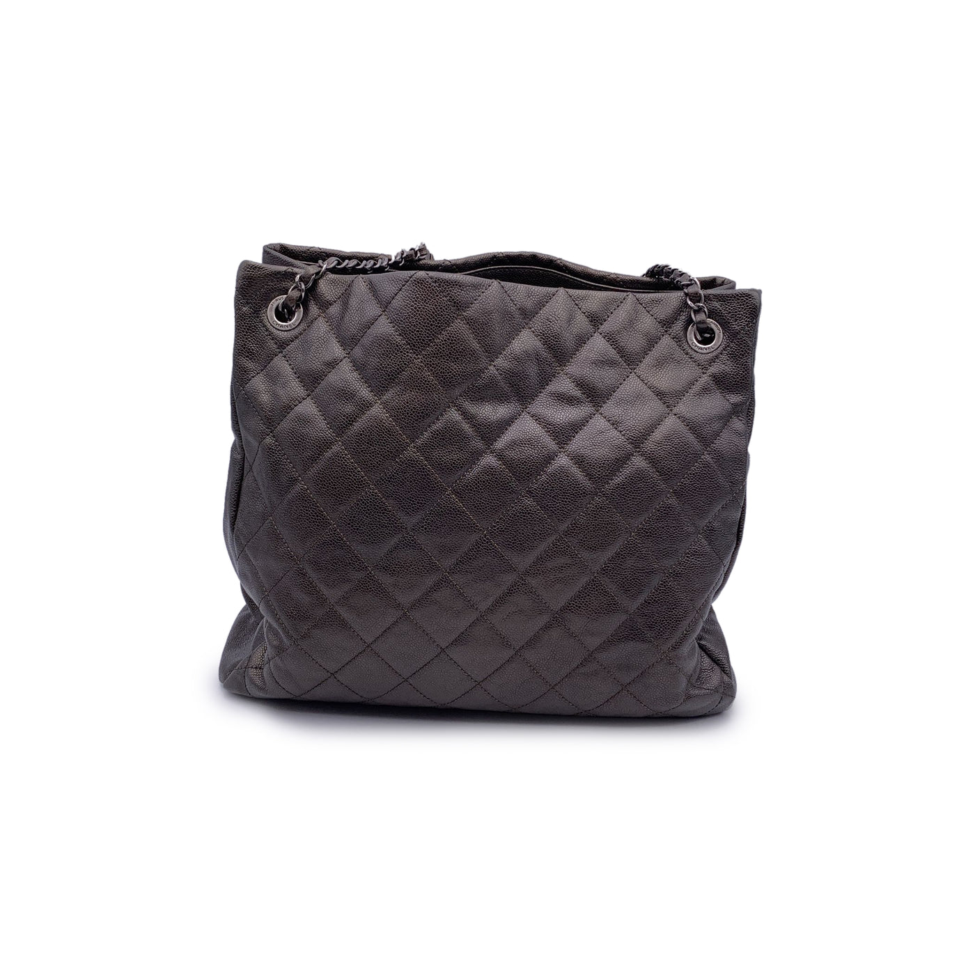 Chanel Brown Quilted Caviar Leather Chic Shopping Tote Bag