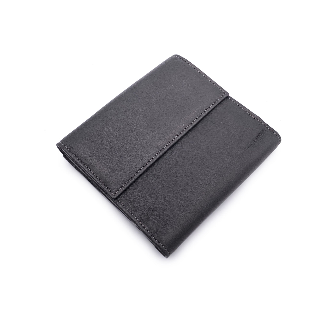 Poltone Frau Grey Charcoal Leather Compact Wallet with Box