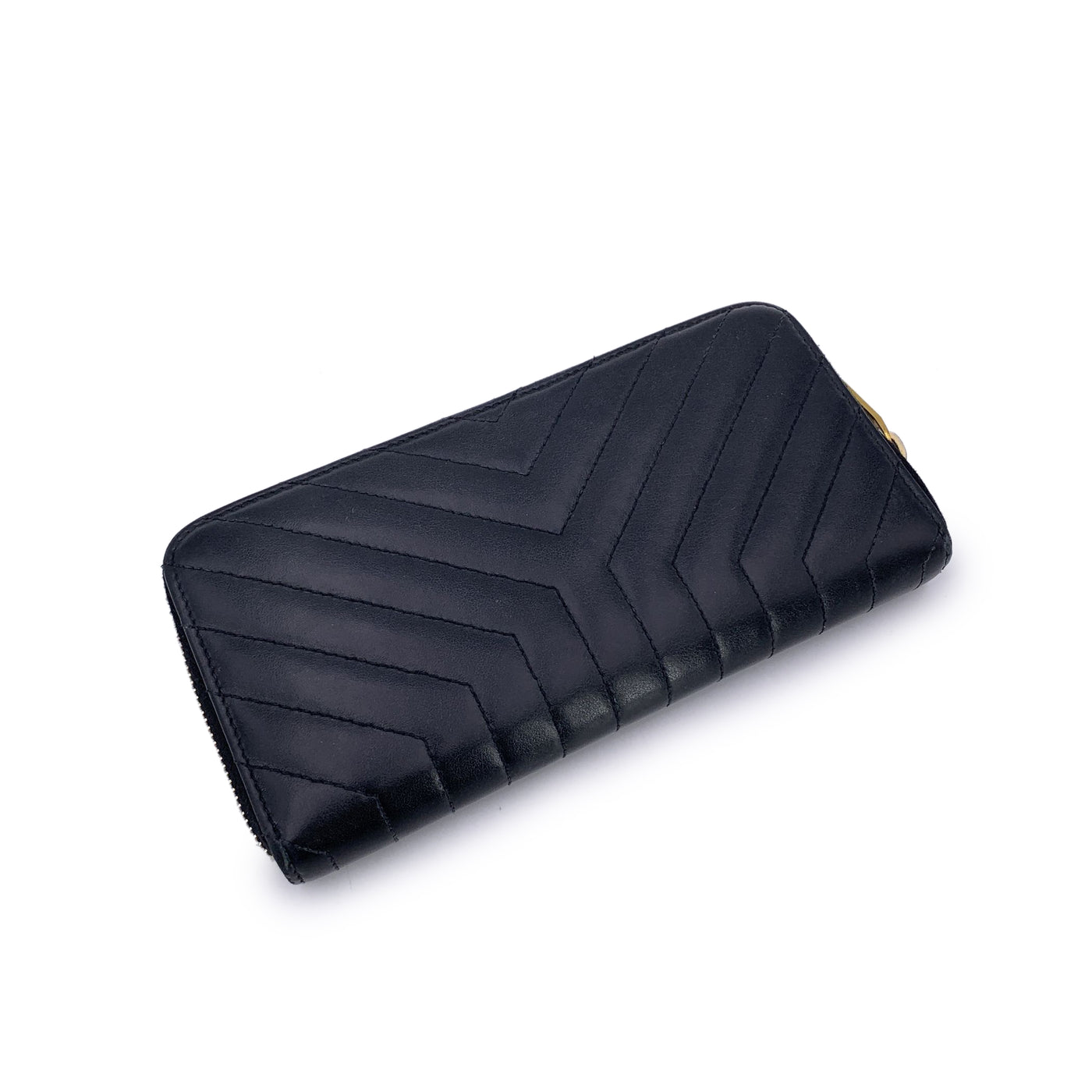Saint Laurent Black Y Quilted Leather Continental Zippy Wallet
