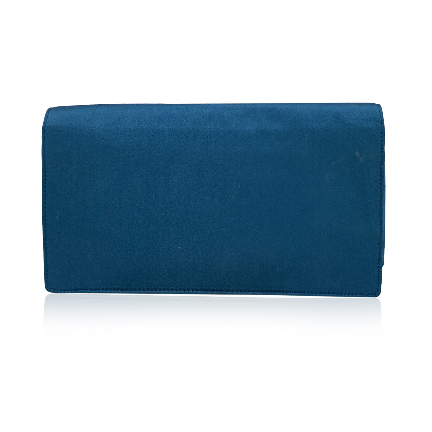 Prada Teal Blue Satin Evening Clutch Bag Pochette BP0181