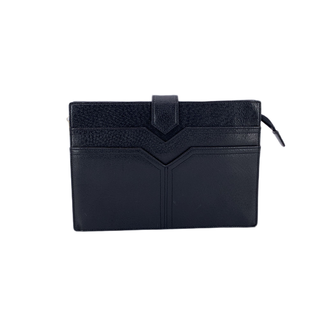 Yves Saint Laurent Vintage Black Leather Y Clutch Bag Handbag