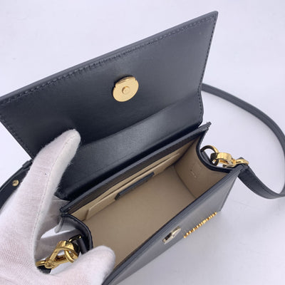 Jacquemus Black Leather Le Chiquito Small Structured Bag with Strap