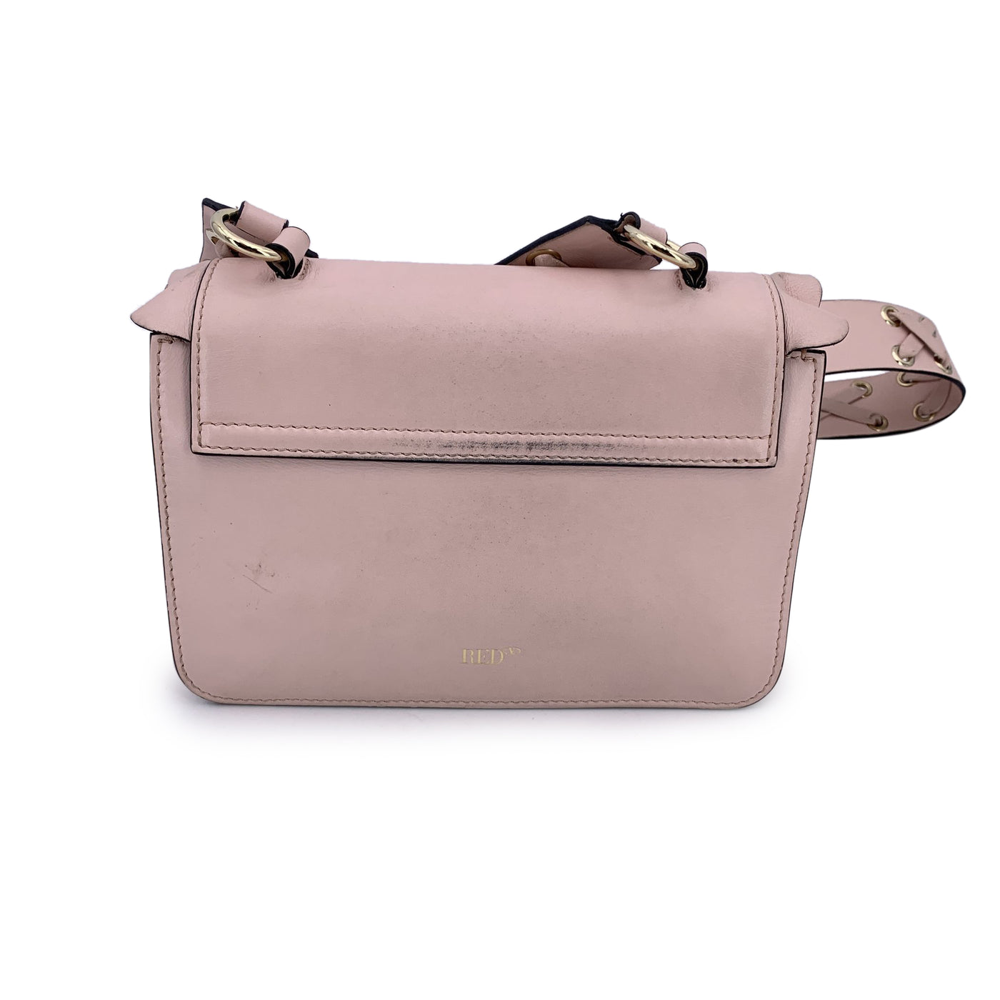 Red Valentino Pink Leather Rock Ruffles Crossbody Shoulder Bag